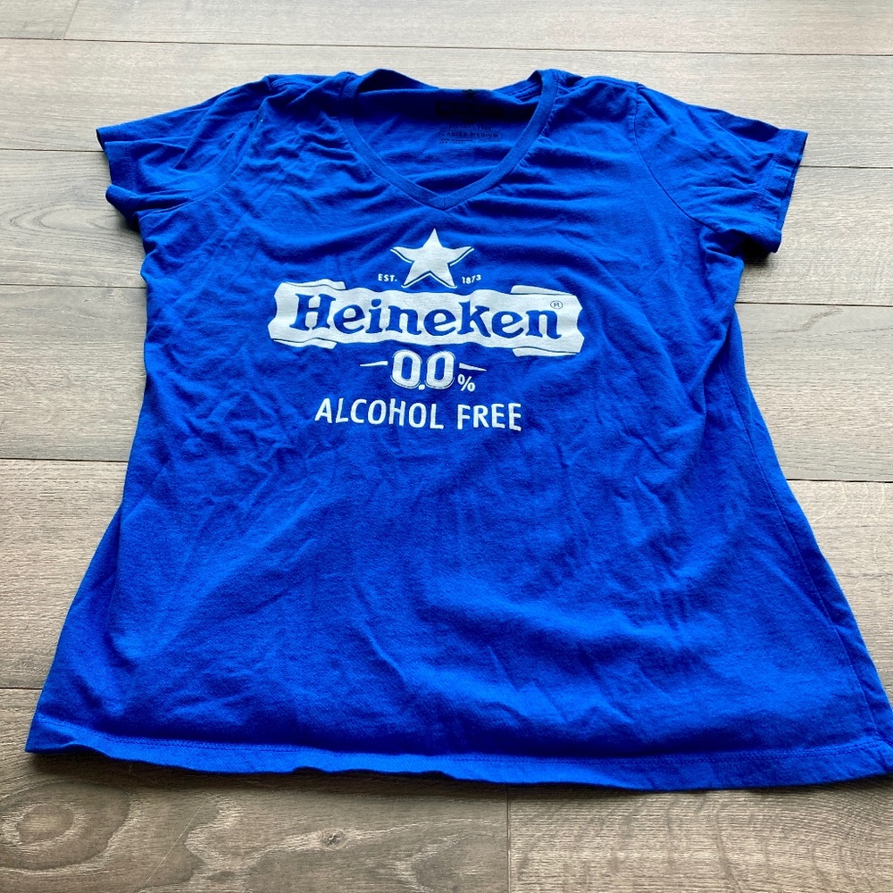 Heineken Beer T Shirt Navy Size Small Women’s V Neck T-Shirt - Brand Promo